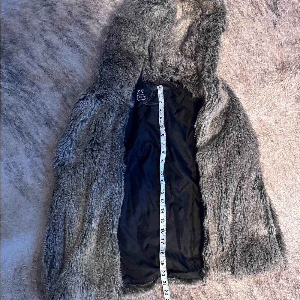 Gray Faux Fur Hooded Coat